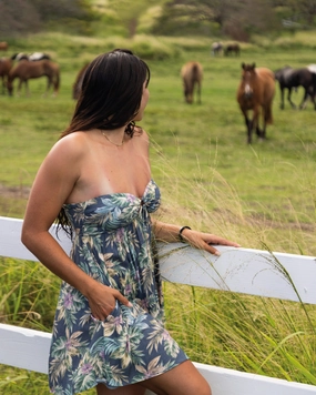 Island Style Dress - Bluestone Chill Comfort Sheer-Overlay