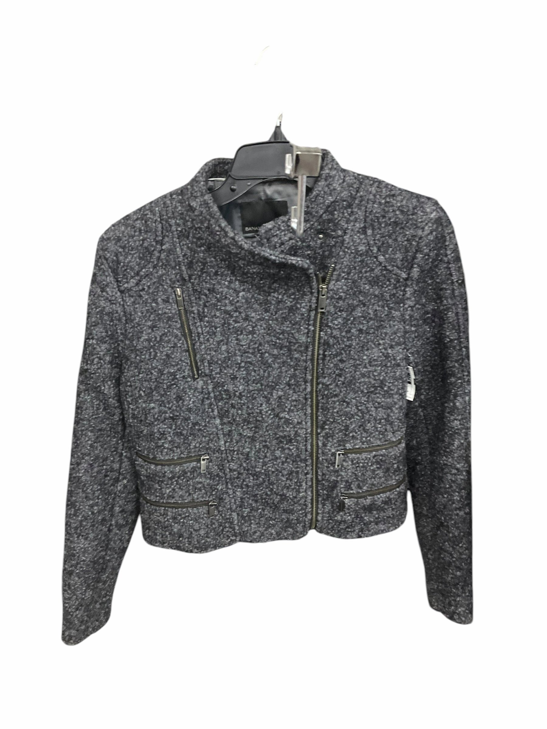 LightweightWeave Jacket Moto By Banana Republic In Grey, Size: 2