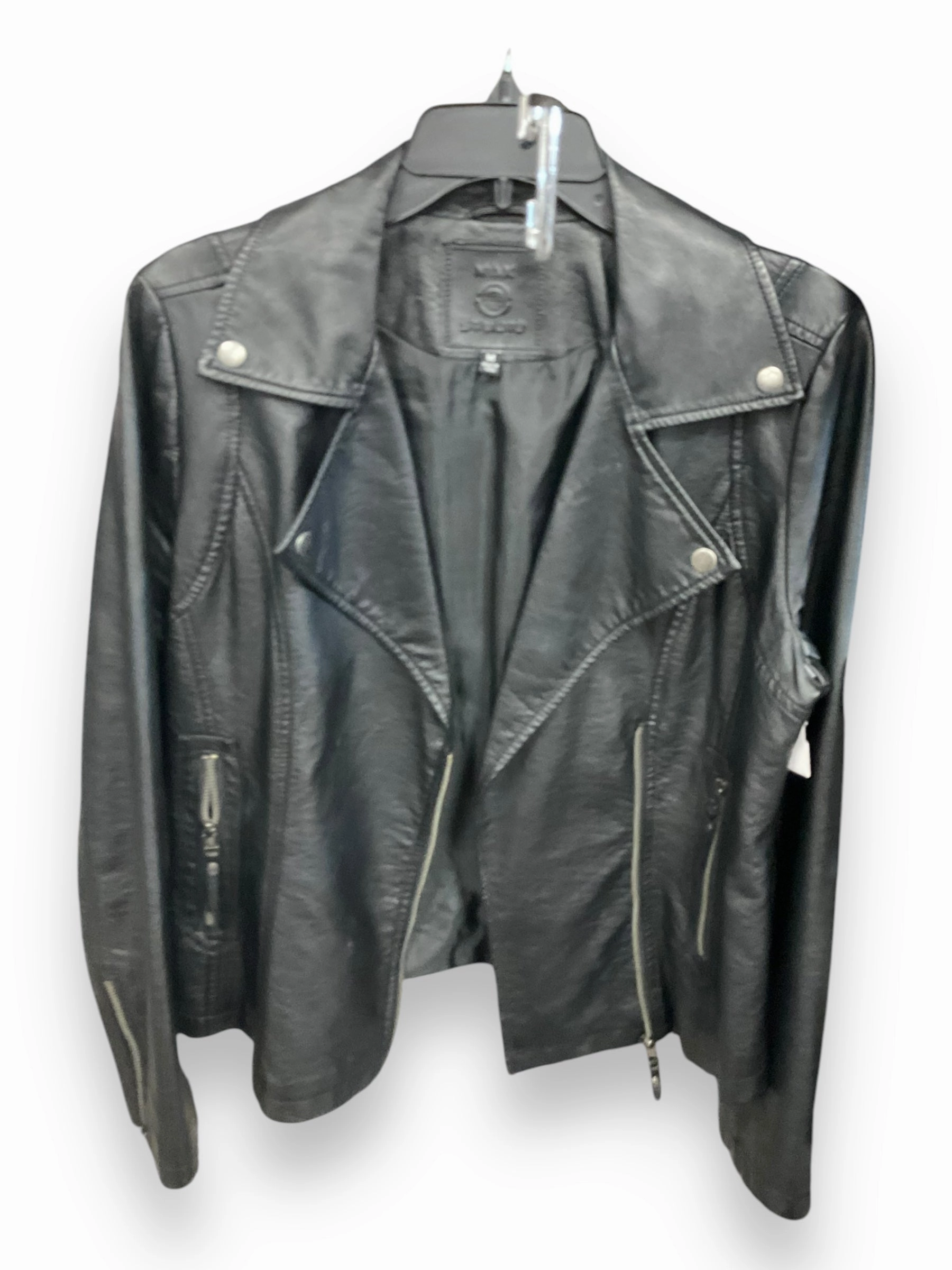 HighNeckStyle Jacket Moto By Max Studio In Black, Size: M