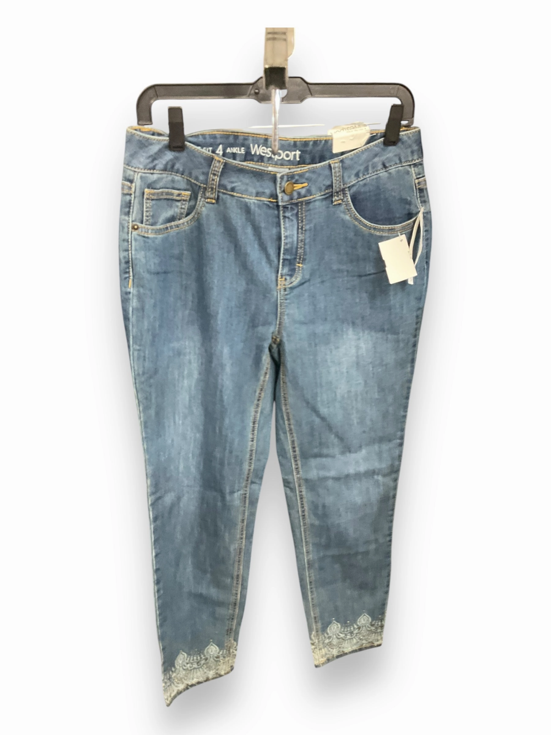 Foldable Hem Jeans Cropped By Westport In Blue Denim, Size: 4