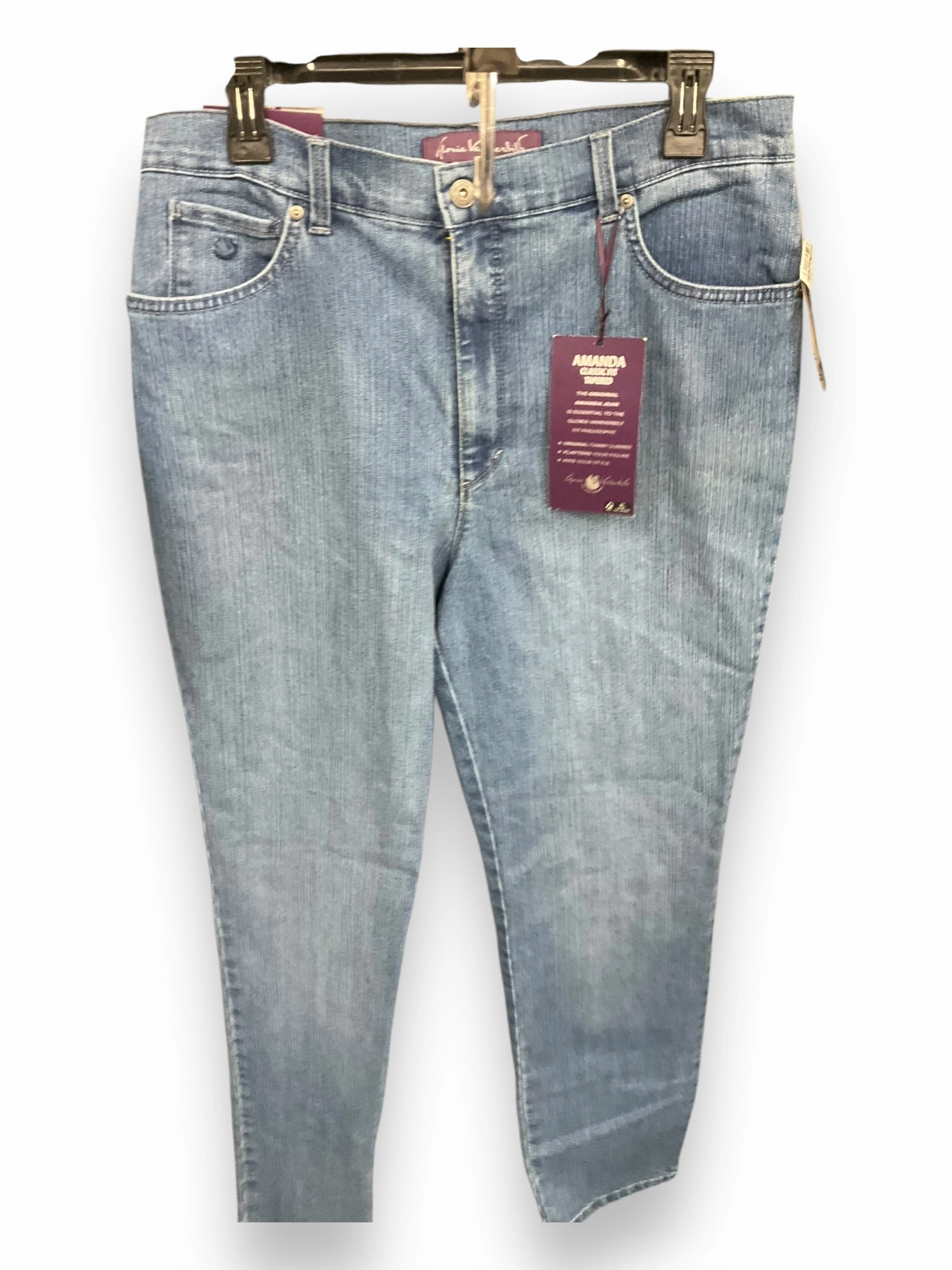 Jeans Straight By Gloria Vanderbilt In Blue Denim, Size: 14 Fresh Ease