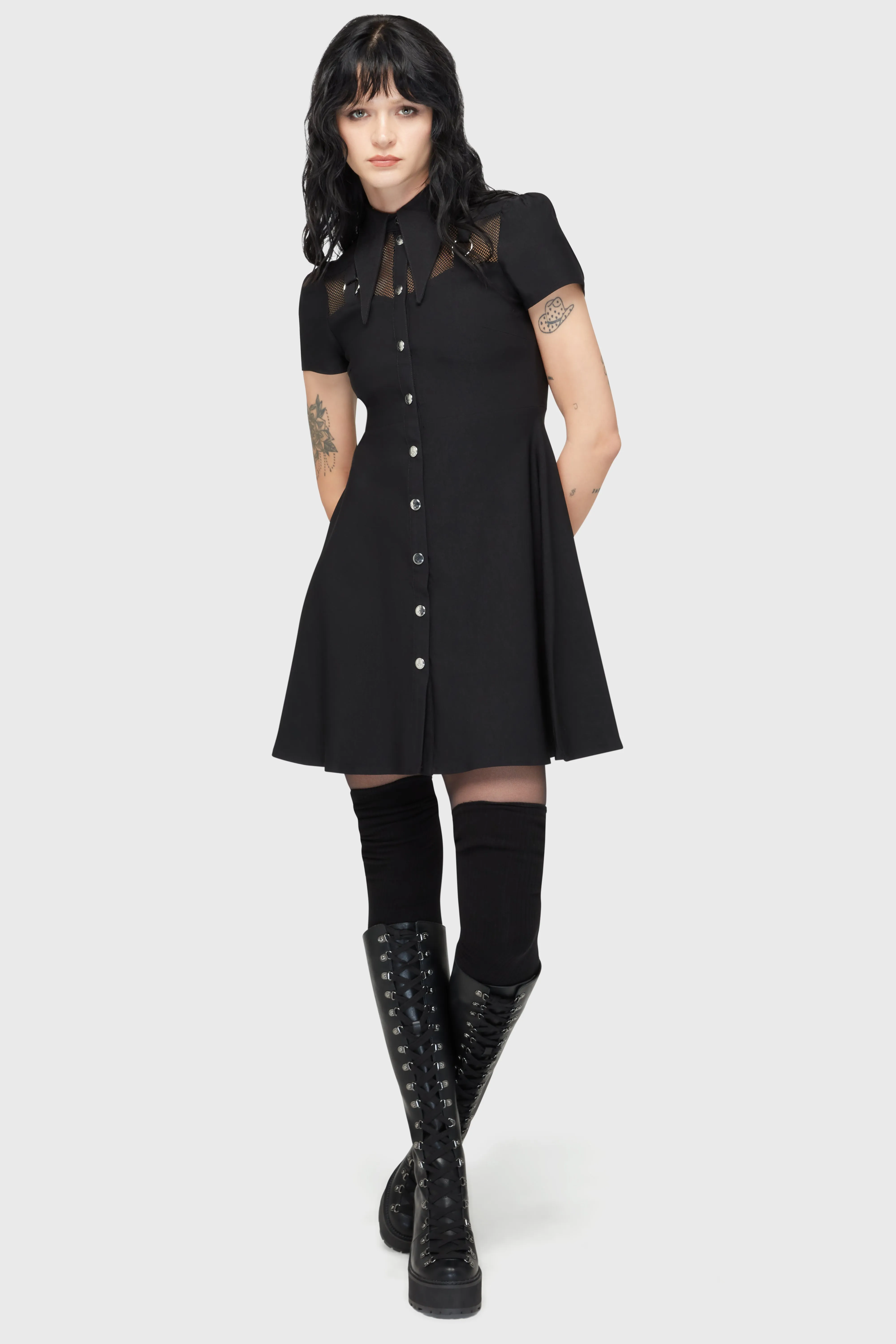 Jovana Collar & Ring Dress Elasticated Hem DoubleStitchedSeams