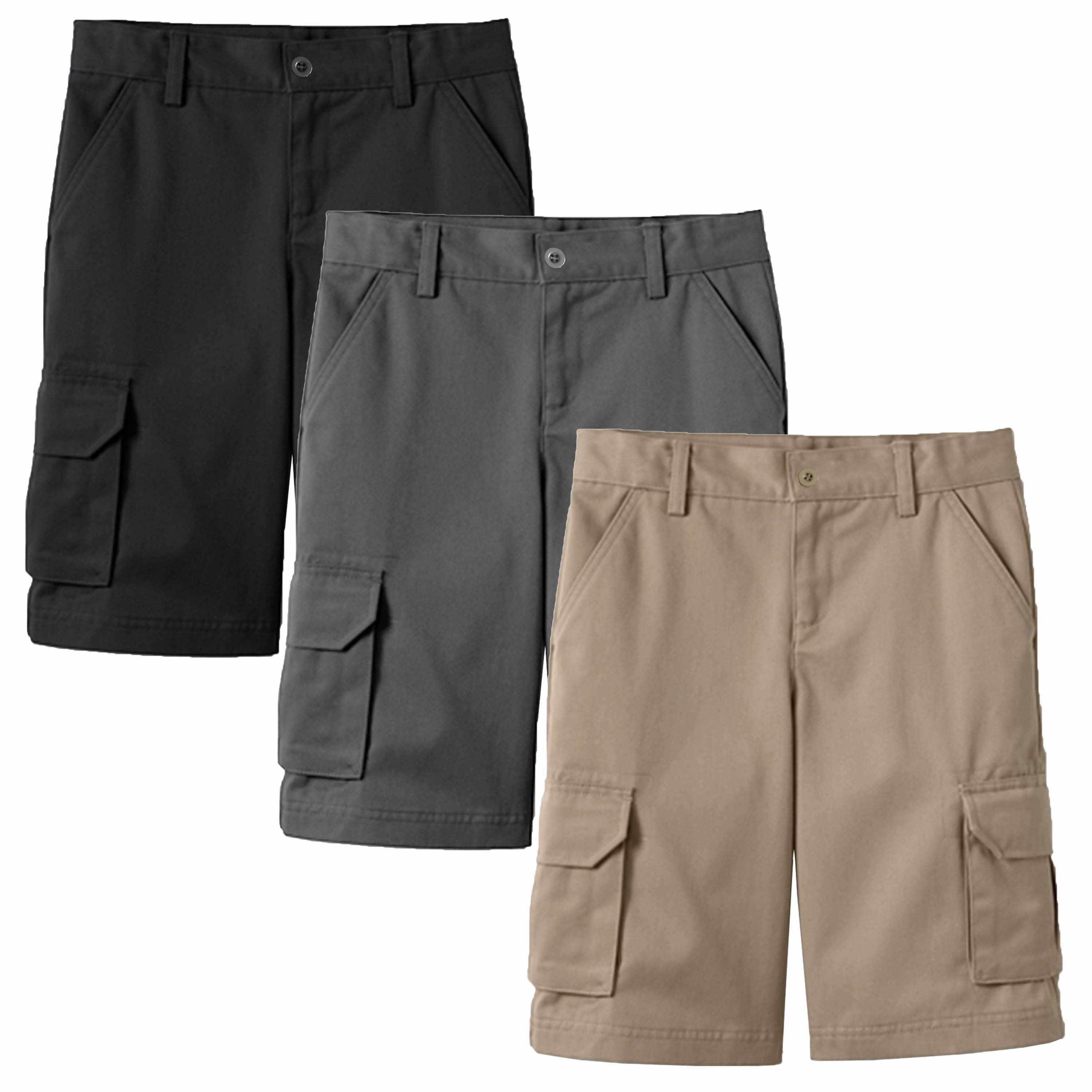 3-Pack Boy's Stretch Cotton Cargo Shorts (Sizes, 8-18) Golf shorts Stretch Tech