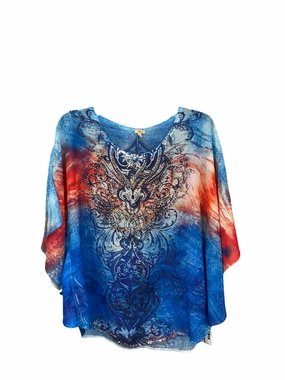 Kimono By Reba In Blue & Red & White, Size: L Model Edge Basic Core