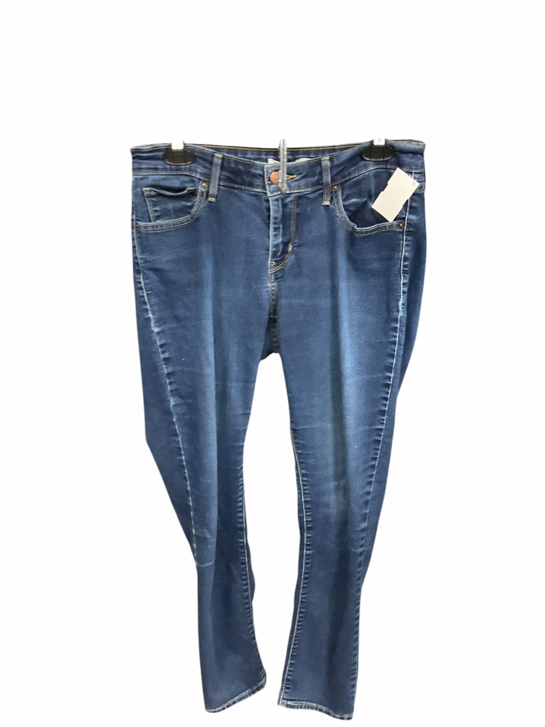 Recycled Polyester Jeans Skinny By Levis In Blue Denim, Size: 12