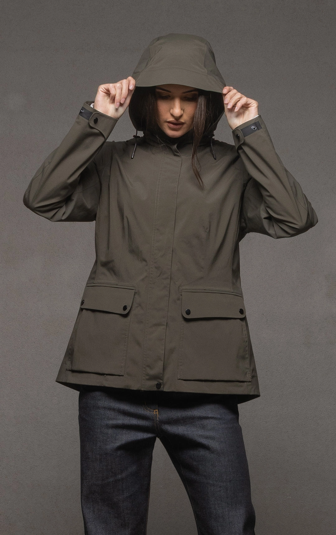 Simple Urban Layer Hidden Zipper LAMINATED FIELD JACKET