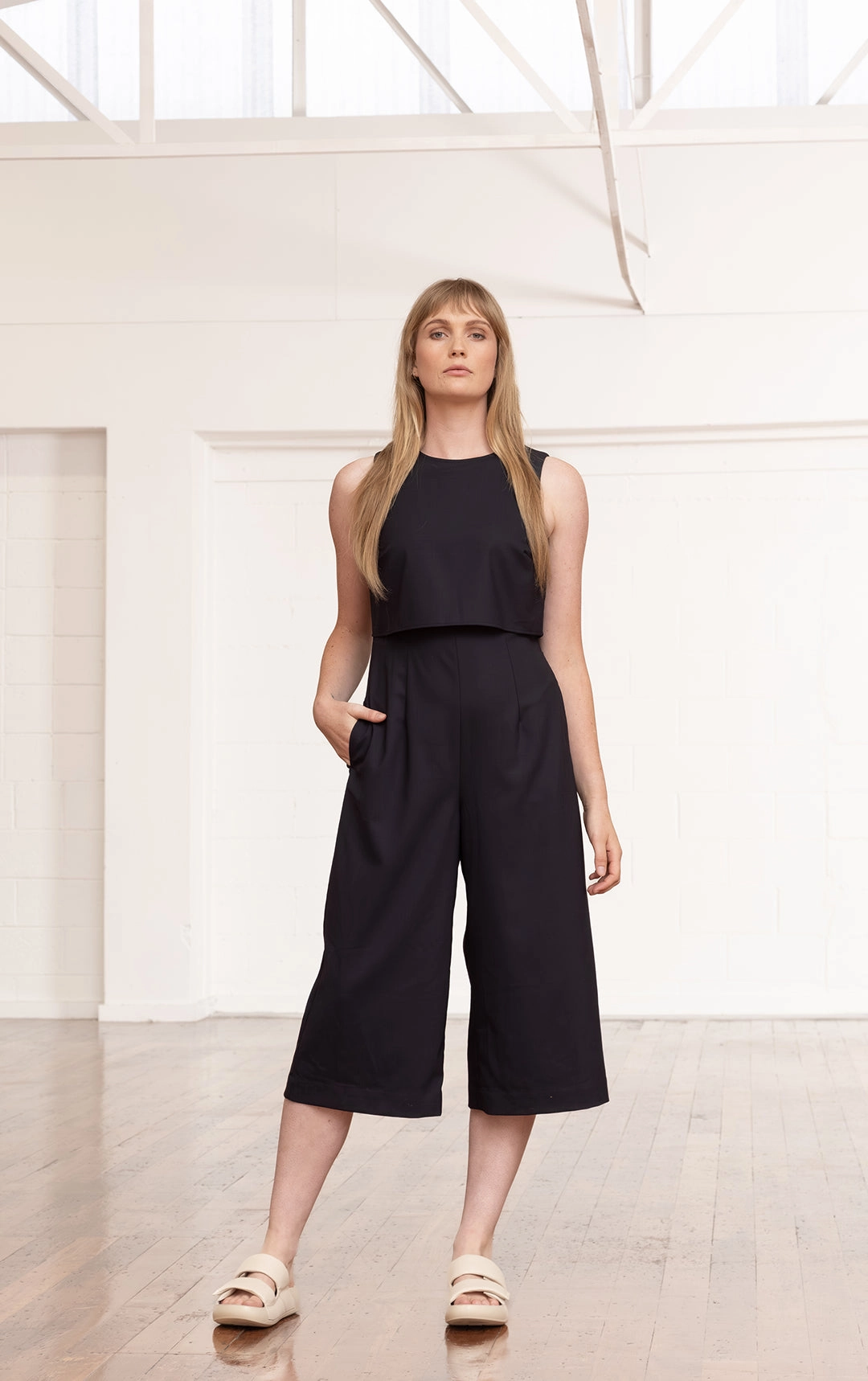 HighWaistSupport Basic Stretch LAYERED JUMPSUIT