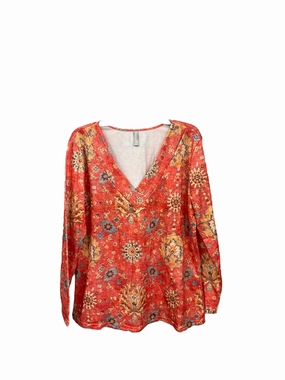 Sustain Glow Timeless Blazer Top Long Sleeve By Clothes Mentor In Orange & Pink, Size: Xl