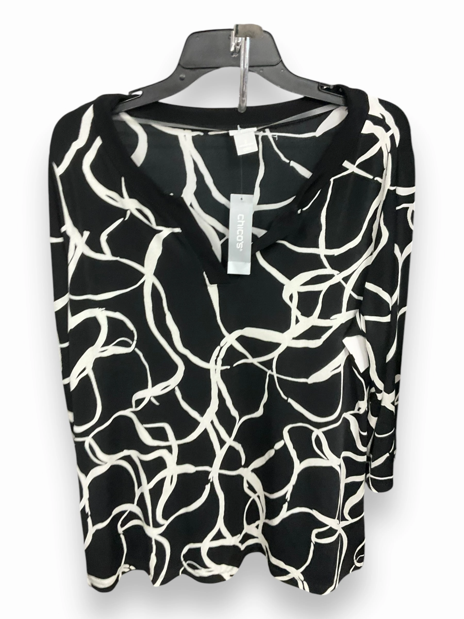 MoistureControlClothing Top Long Sleeve By Chicos In Black & White, Size: 2