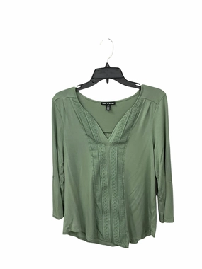 Top 3/4 Sleeve By Cable And Gauge In Green, Size: L Reinforced Stitching