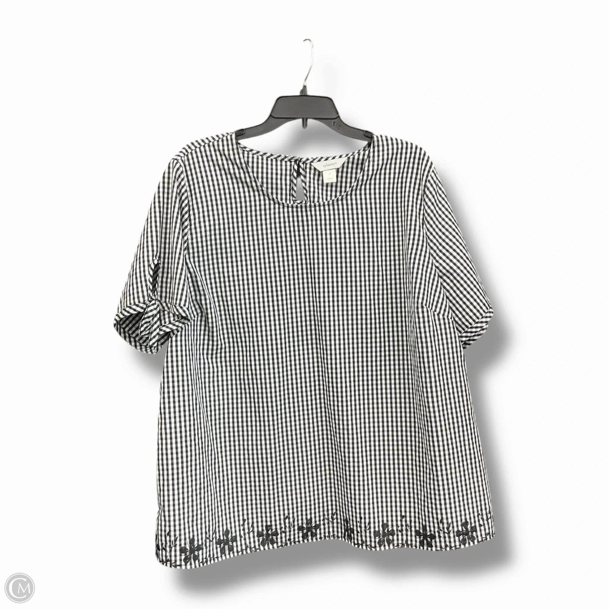 Top Short Sleeve By Cj Banks In Black & White, Size: 2x Office Mood