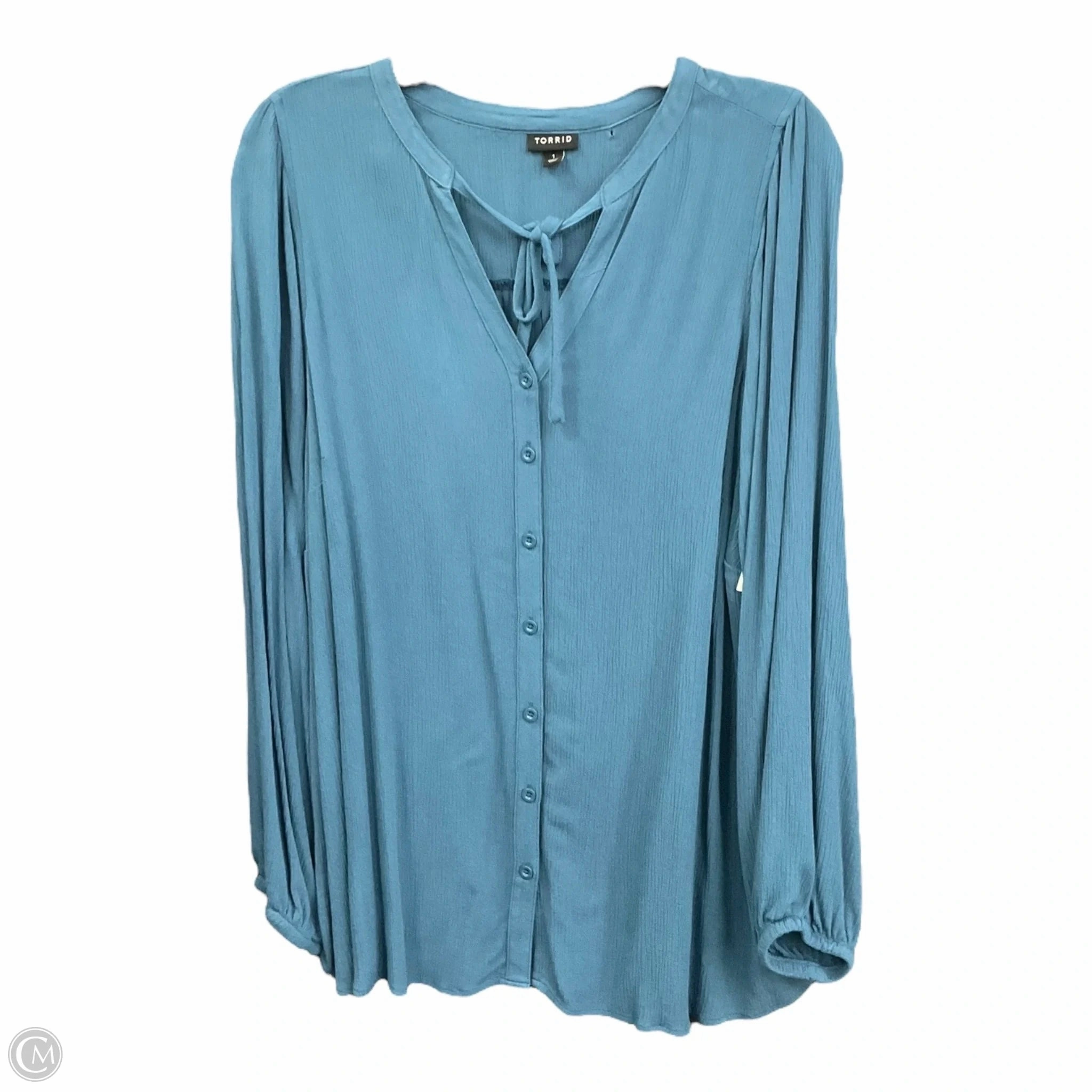 Blouse Long Sleeve By Torrid In Teal, Size: 1x Comfortable Outfit