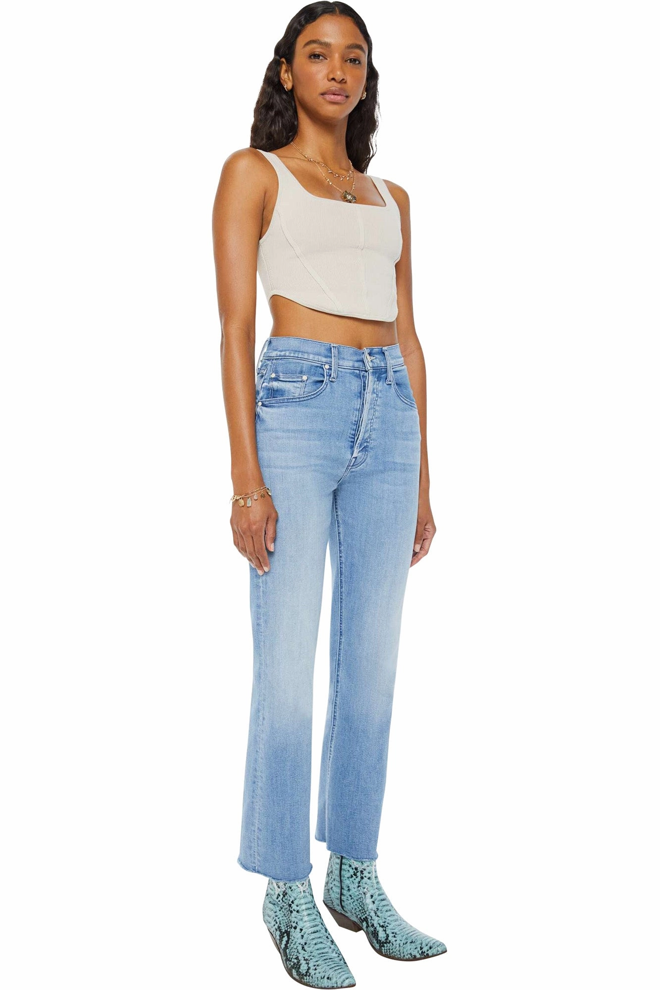 Unfaded Hemline Everyday Loose Music Event MOTHER Denim Tripper Ankle Fray in All Over the Map