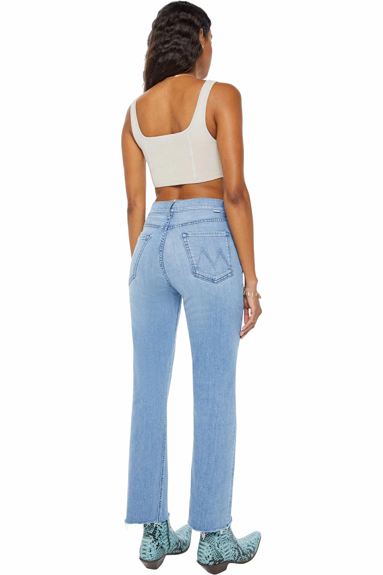 Family Style Luxury MOTHER Denim Tripper Ankle Fray in All Over the Map