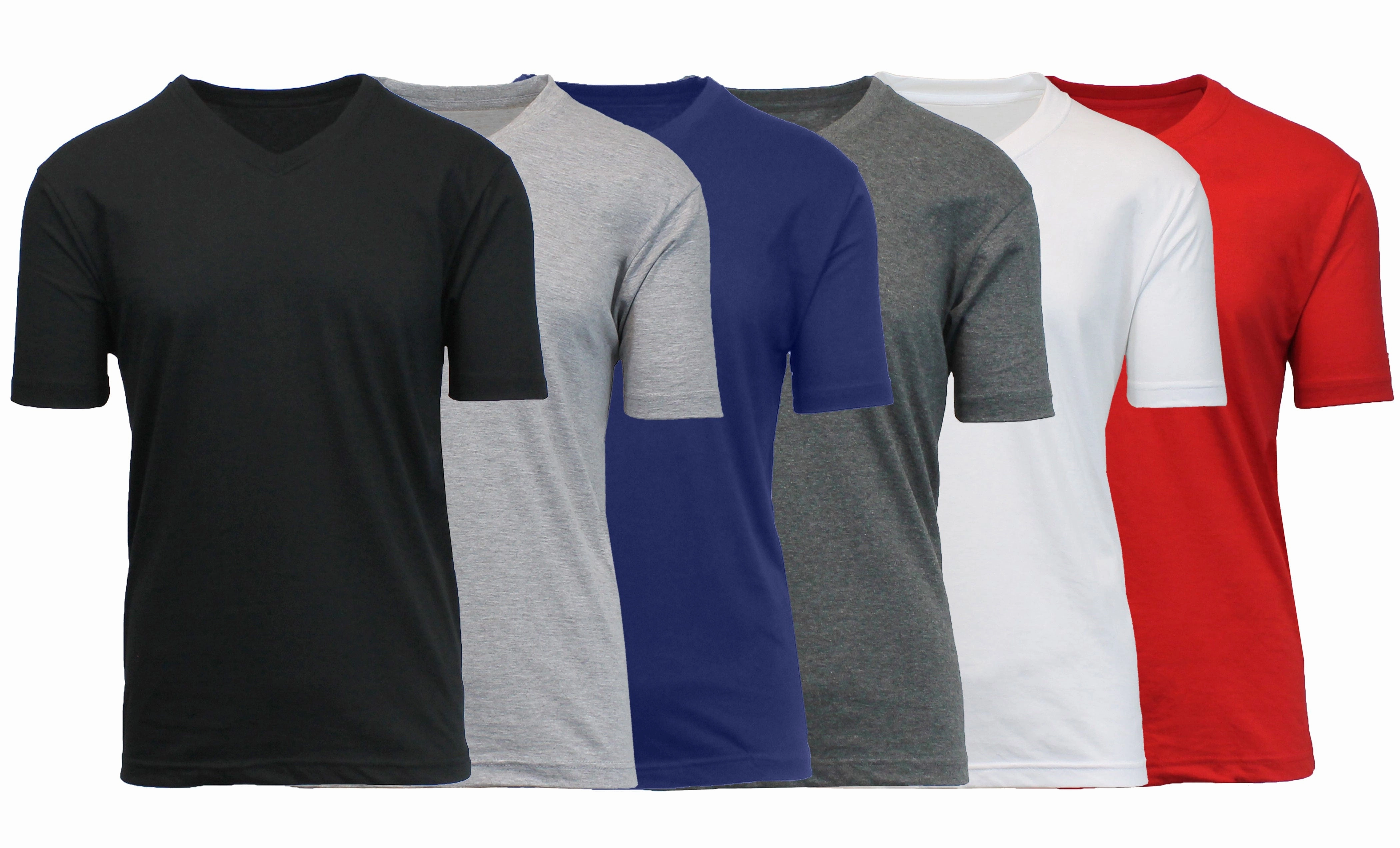 (6-Pack) Short Sleeve V-Neck Modern Fit Classic Tees (S-3XL) Active Lifestyle