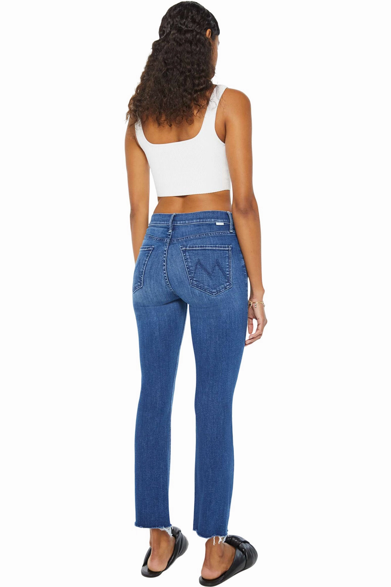 Daily Wear Nature Lover Trend Friendly MOTHER Denim Mid Rise Dazzler Ankle Fray in Nothing Between Us