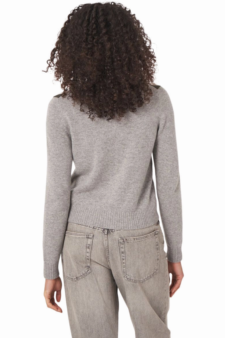 Repeat Cashmere Argyle Cashmere Cardigan in Multi Soft Fabric