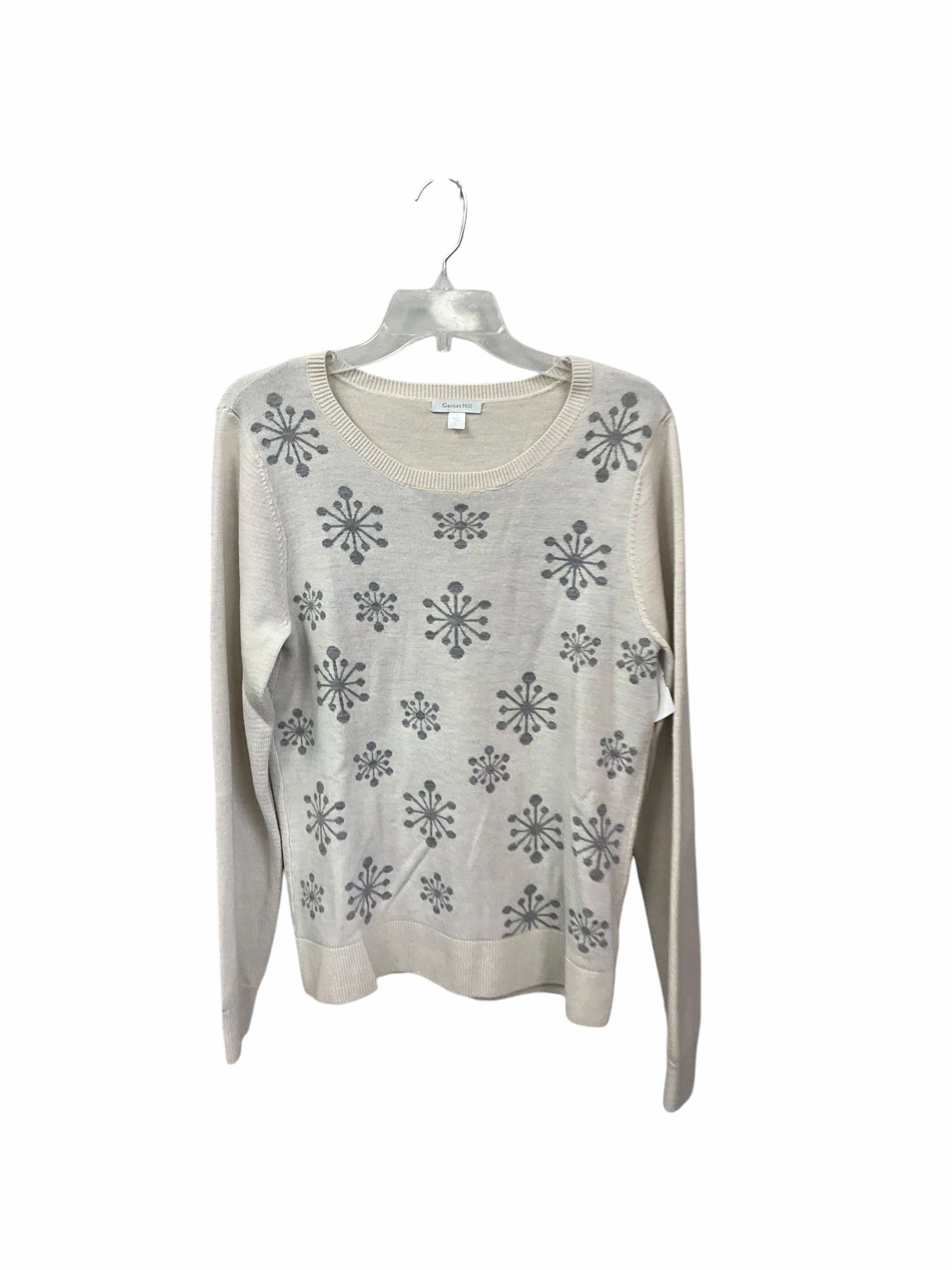 Sequin Glow Sheer Glow Sweater By Garnet Hill In Grey & Tan, Size: L