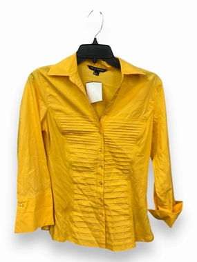 Elegant Glow TearResistant Blouse 3/4 Sleeve By Zac And Rachel In Yellow, Size: S