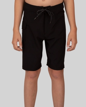 Stretch Waist Lowtide  Boardshort Kids - Black