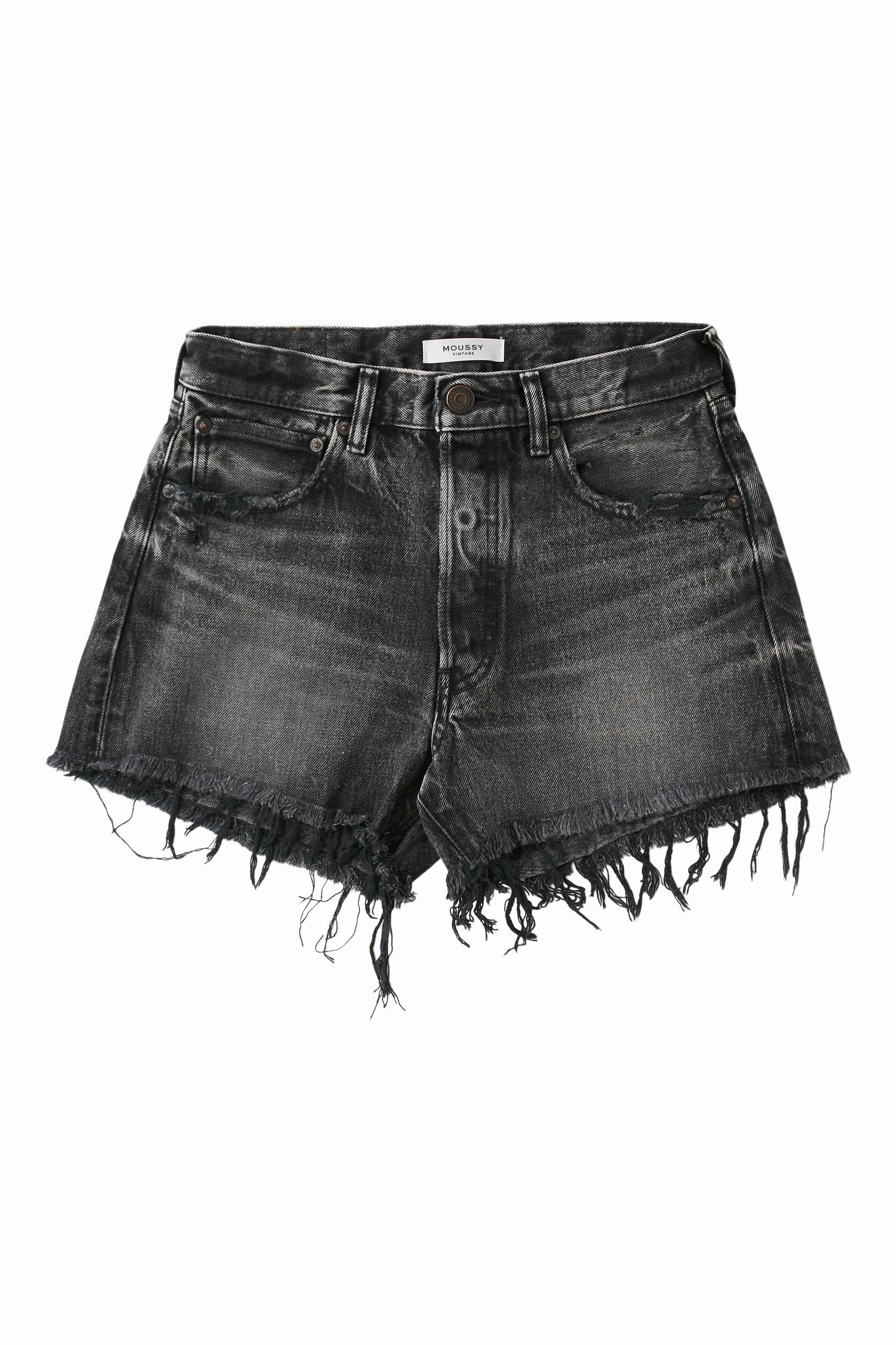 Shopping Day Street Fashion Textured Light Touch Moussy Denim Perrysburg Shorts in Light Black