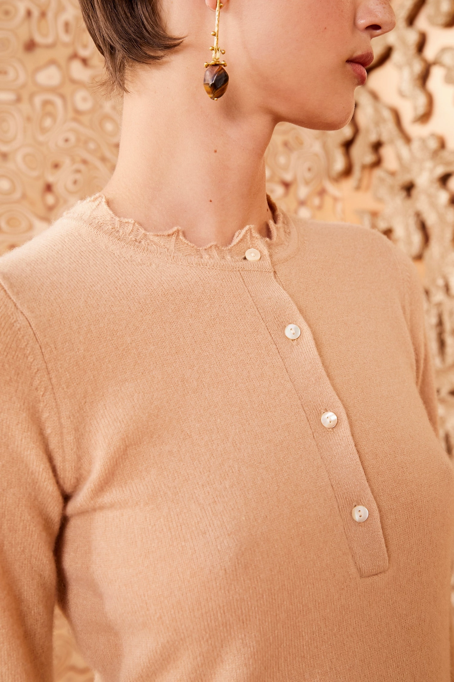 Ulla Johnson Reese Top in Camel Light Knit Comfy Layer