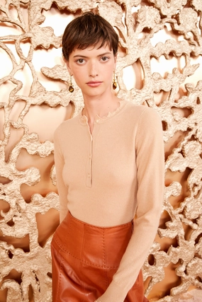 Recycled Yarn Ulla Johnson Reese Top in Camel