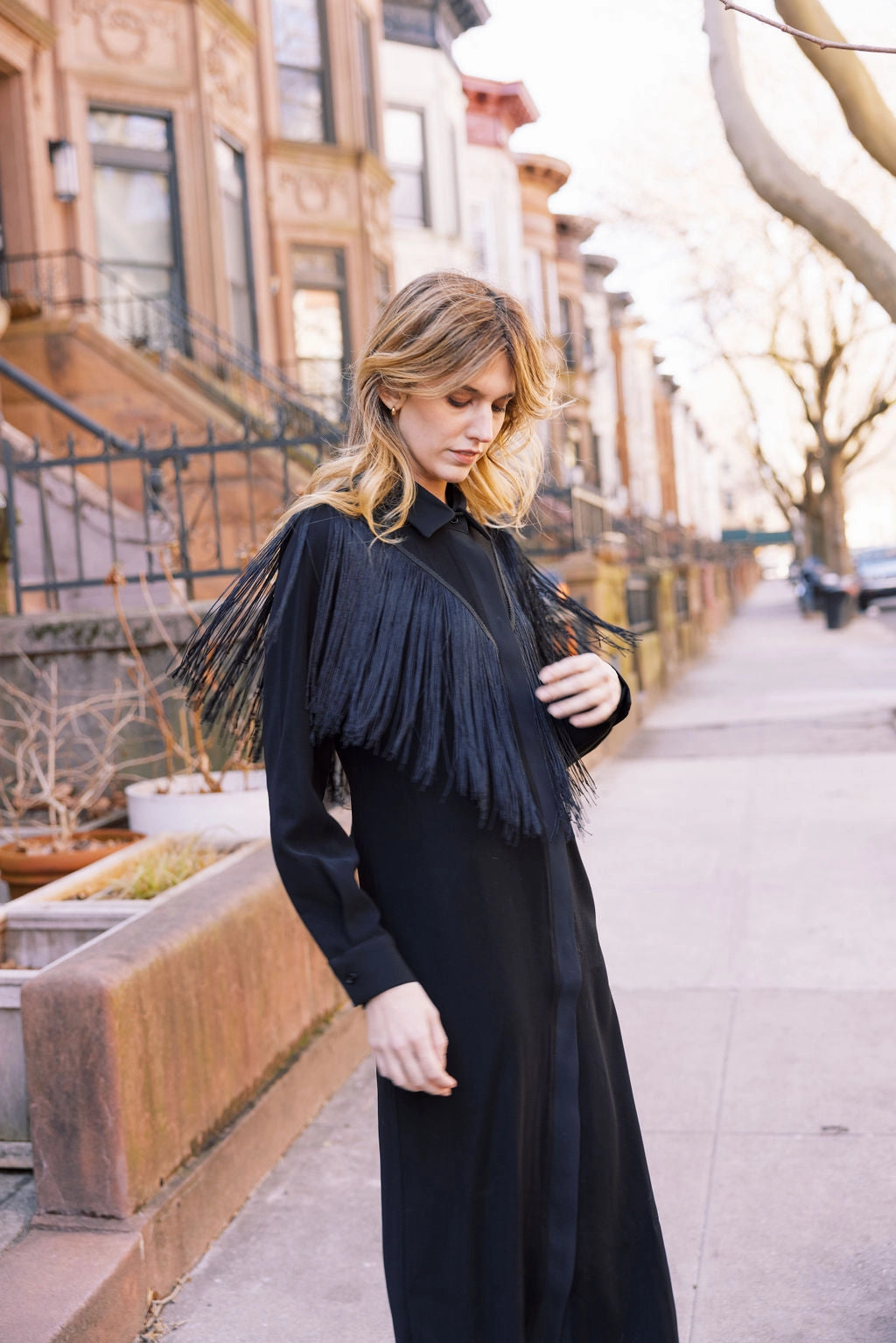 Effortless Waist Design MASON by MASON'S DAUGHTER Western Fringe Midi Dress
