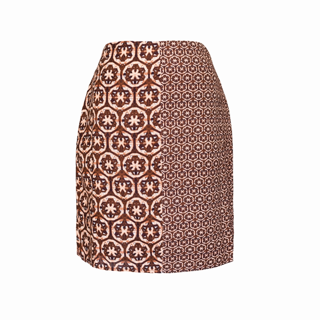 MASON'S DAUGHTER Skirt, Chocolate and Pink Lattice Print Couture Inspired