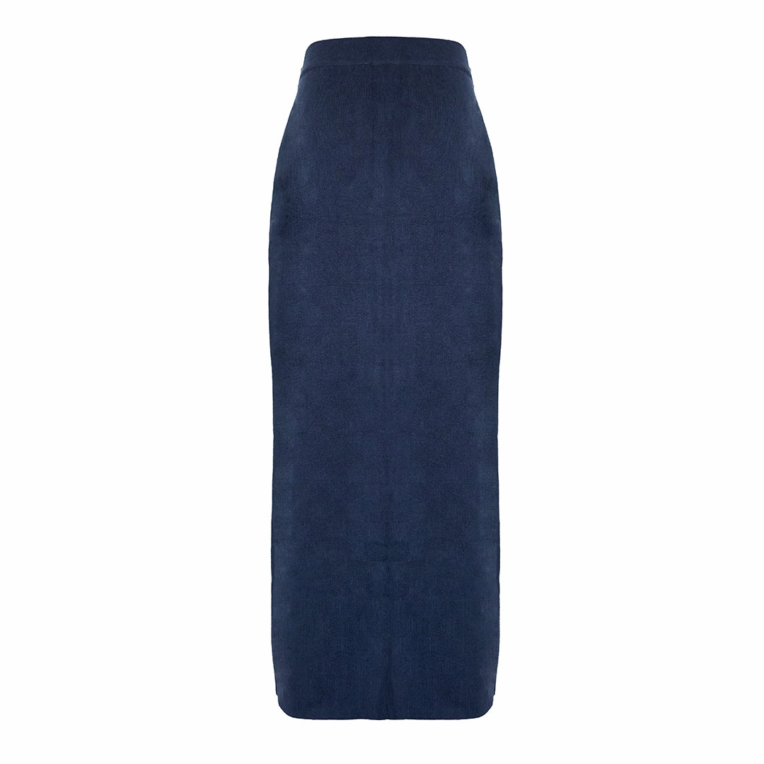 Weekend Fashion Style Staple MASON'S DAUGHTER Stella Knit Skirt, Navy