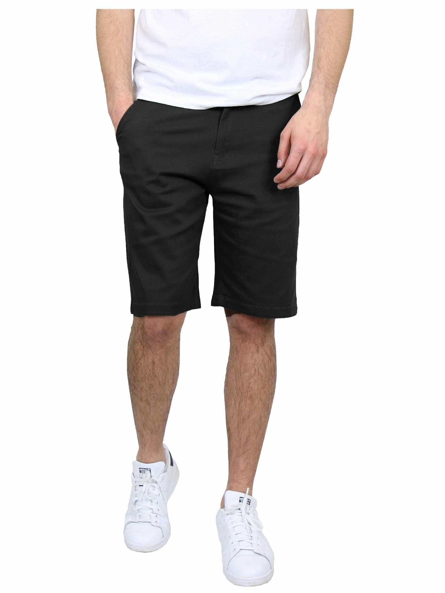 Men's 5-Pocket Flat-Front Stretch Chino Shorts (Size 30-42) Flexible Fabric Tapered leg