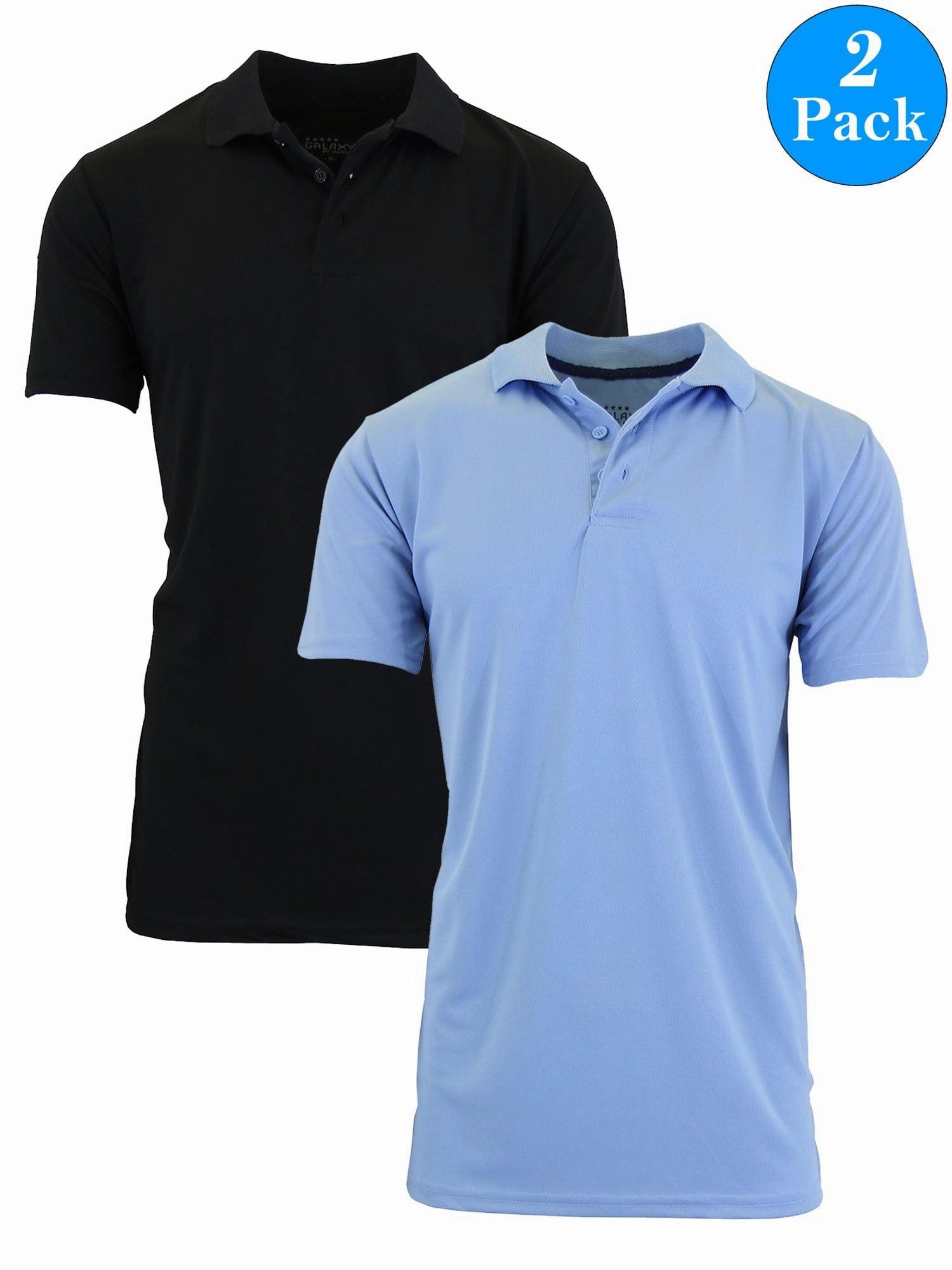 Men's Dry Fit Moisture-Wicking Polo Shirt (2-Pack) Functional Top