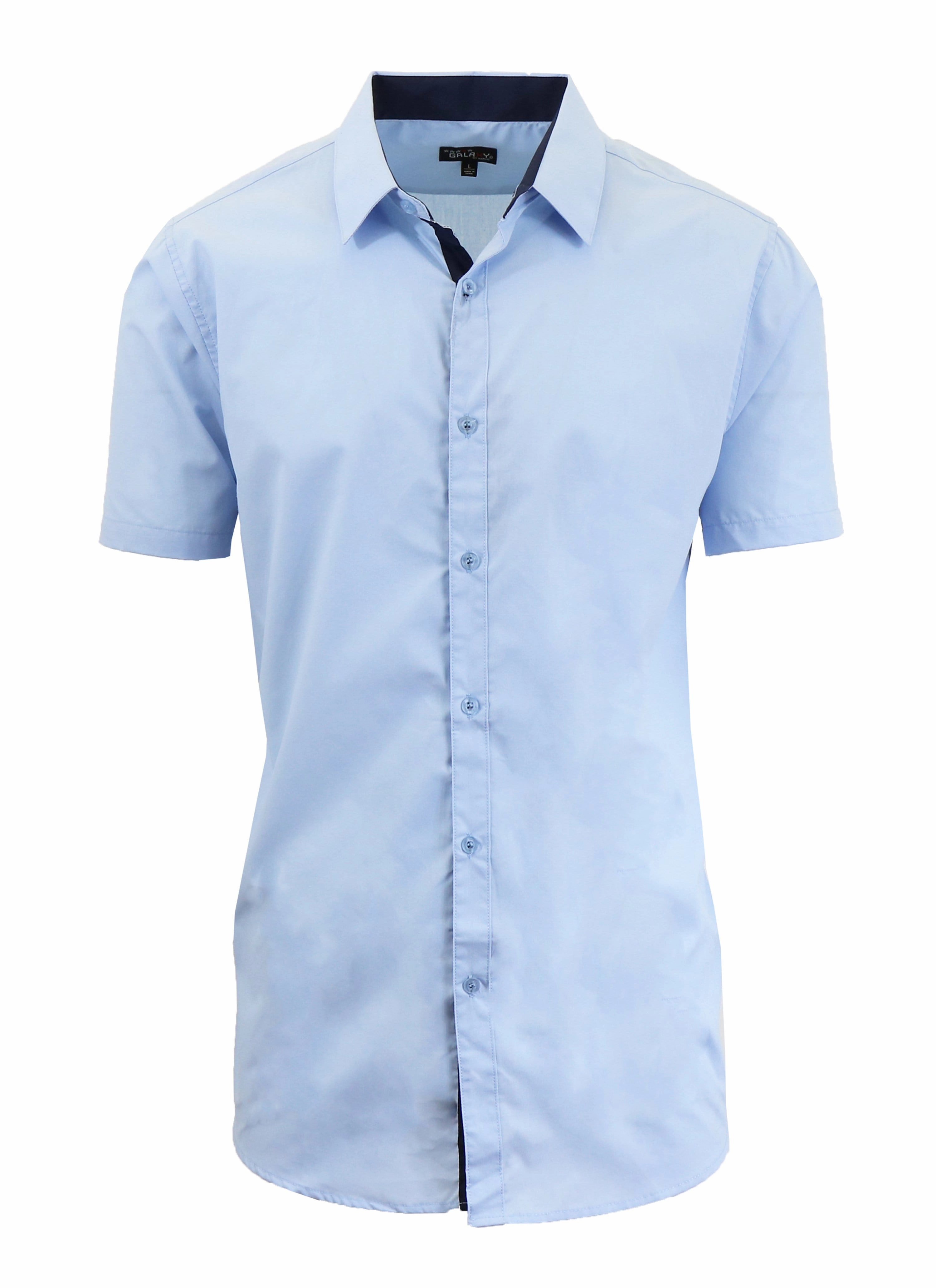 Comfy Look Men's Short Sleeve Slim Fit Solid Button Down Dress Shirt