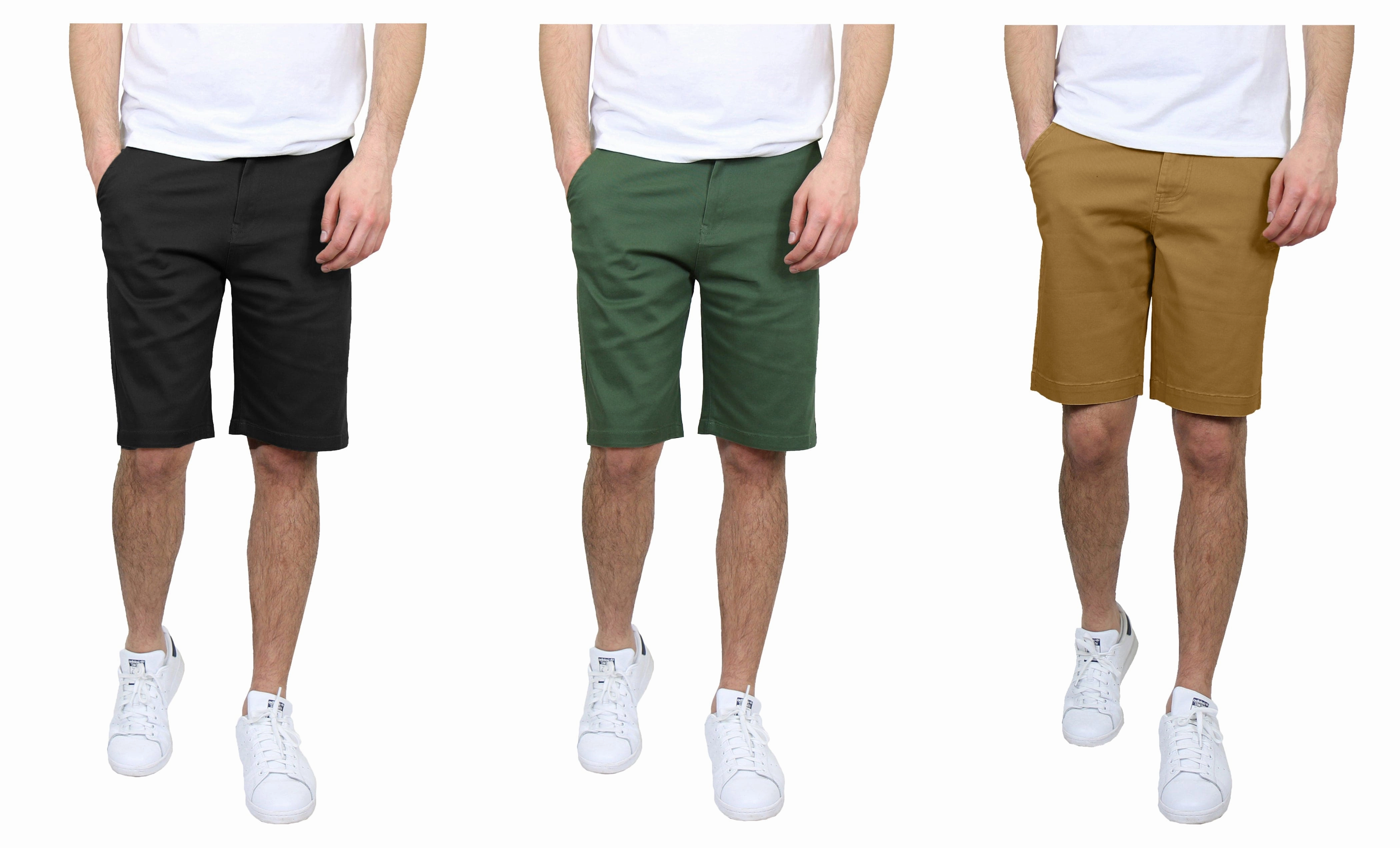 Water - repellent summer shorts Men's 3-Pack Flat-Front Slim Fit Cotton Stretch Chino Shorts (Sizes, 30-42)