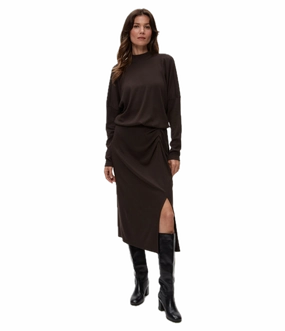 Michael Stars Lila Blouson Midi Dress in Java WideCollarDesign Smart and Stylish