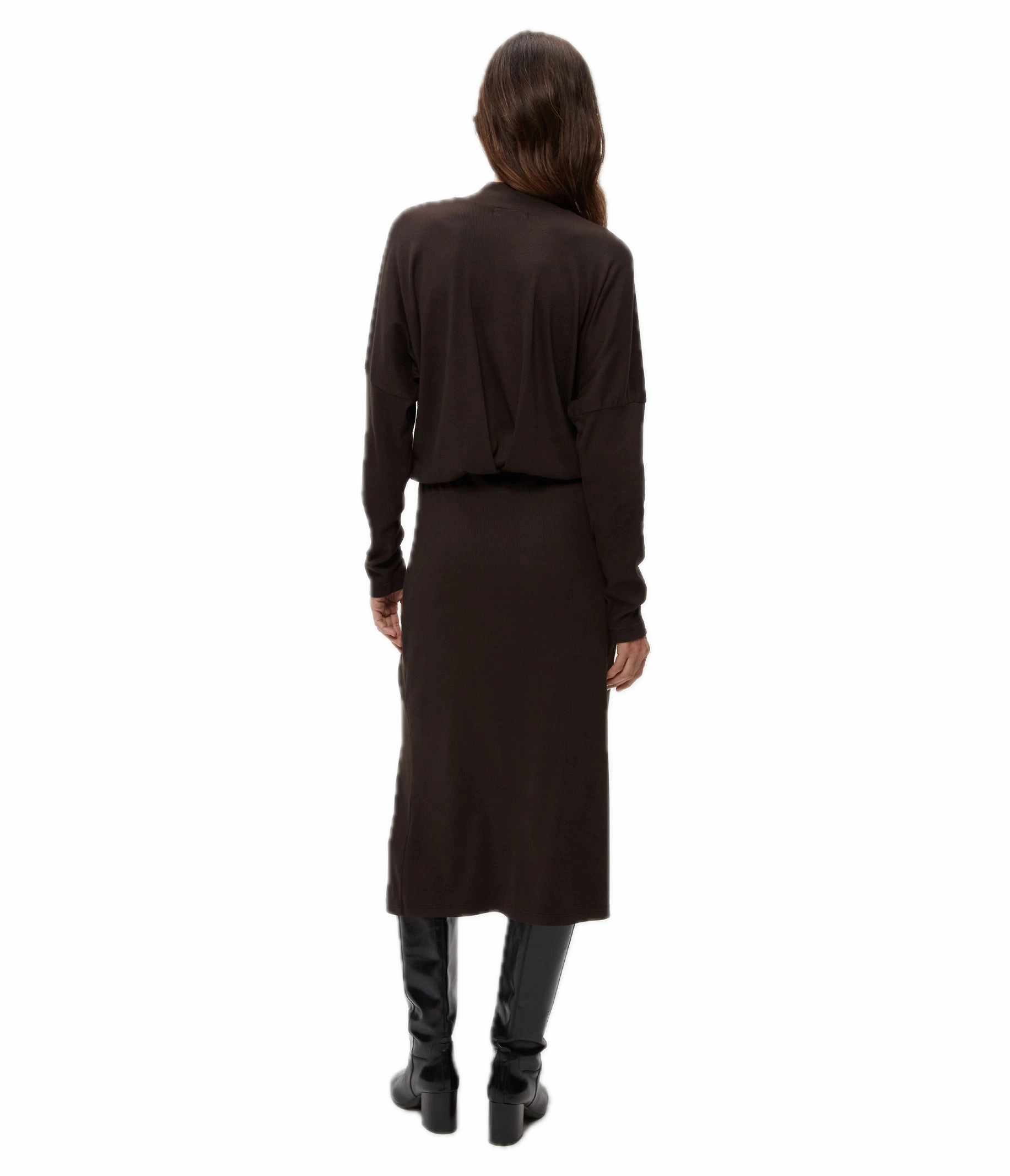 Cut-Out-Detail Michael Stars Lila Blouson Midi Dress in Java