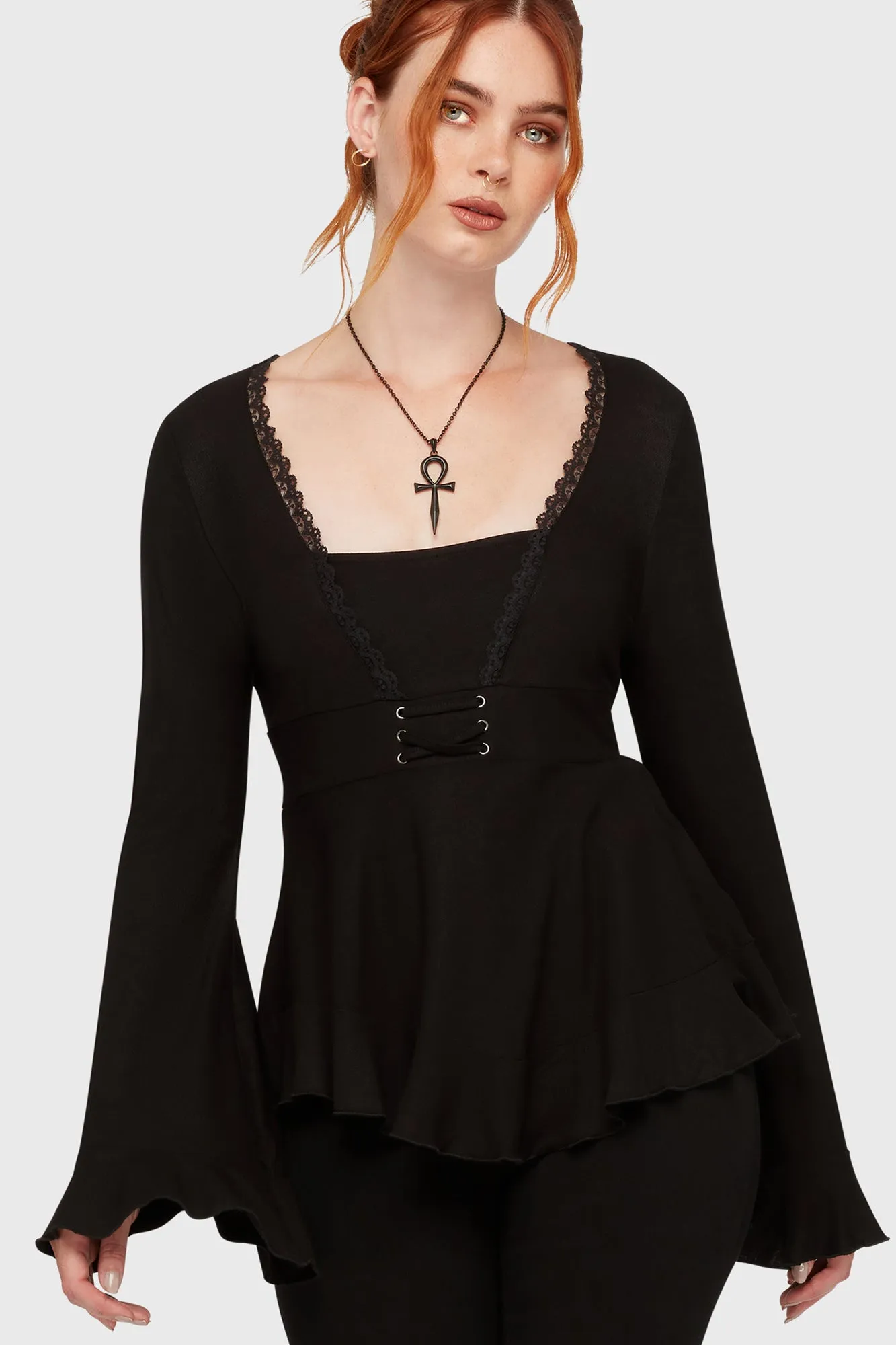 Voidsworn Top Loose Blouse Double Layered Hood Assembly