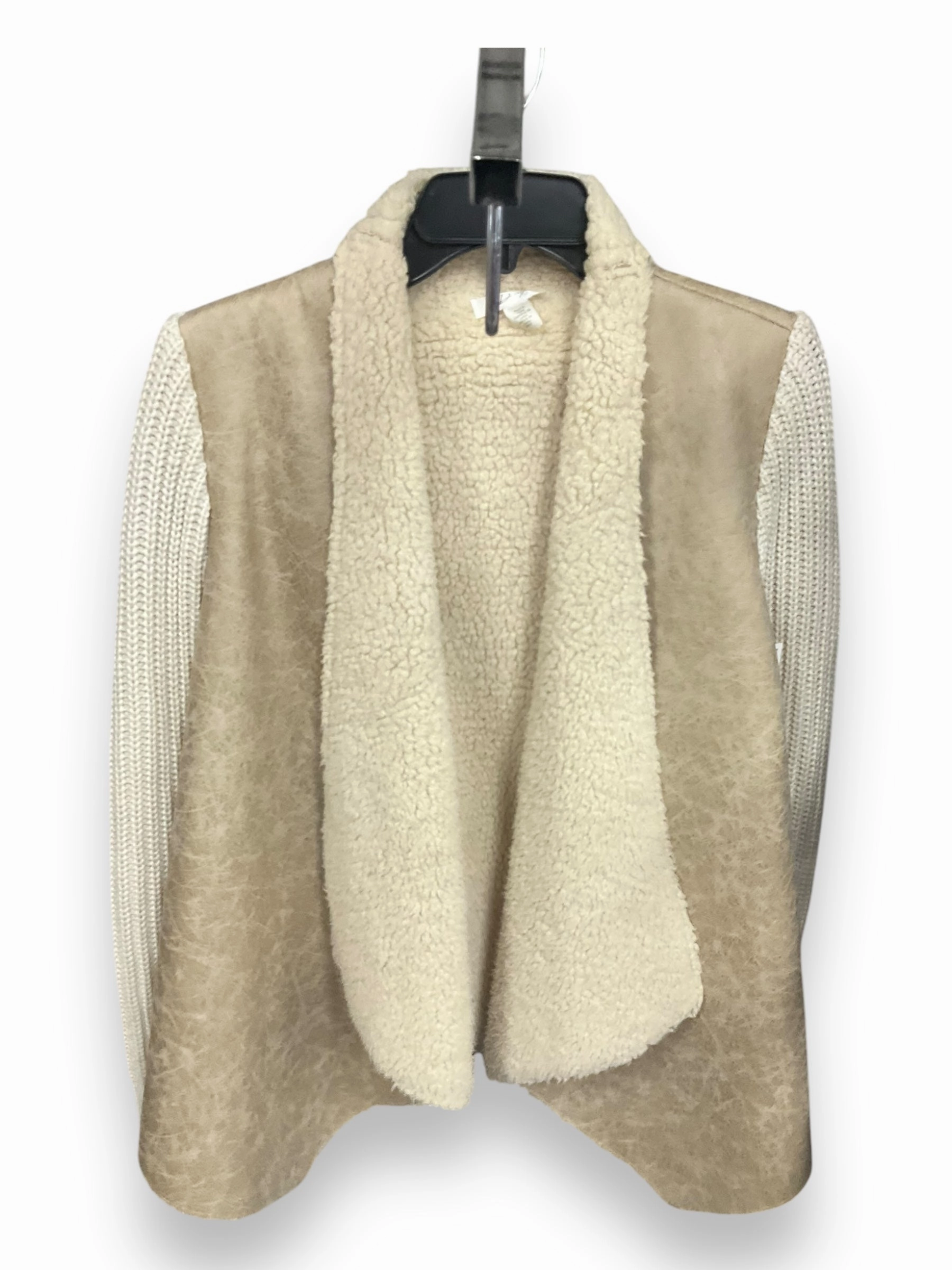 Opaque Core Sweater Cardigan By Rd Style In Tan & White, Size: S