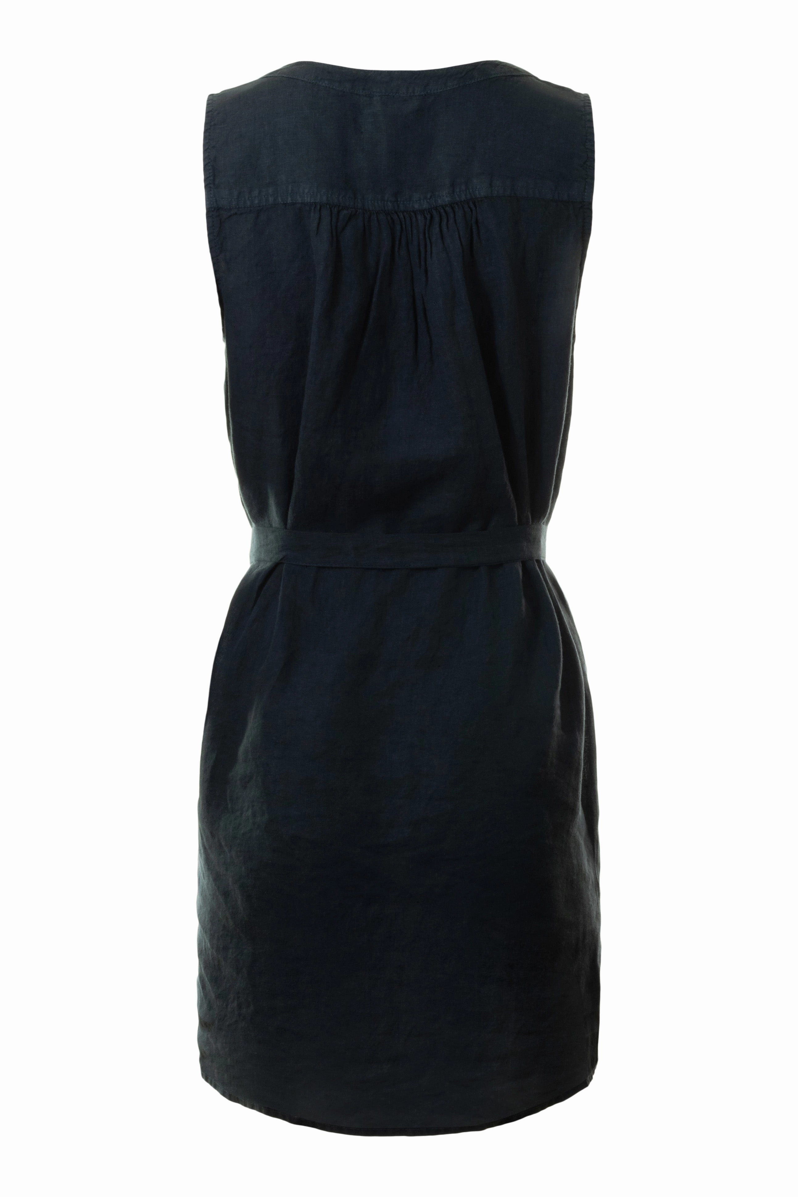 Soft Gradient Travel-Essential Velvet Adriana Woven Linen Dress in Shadow