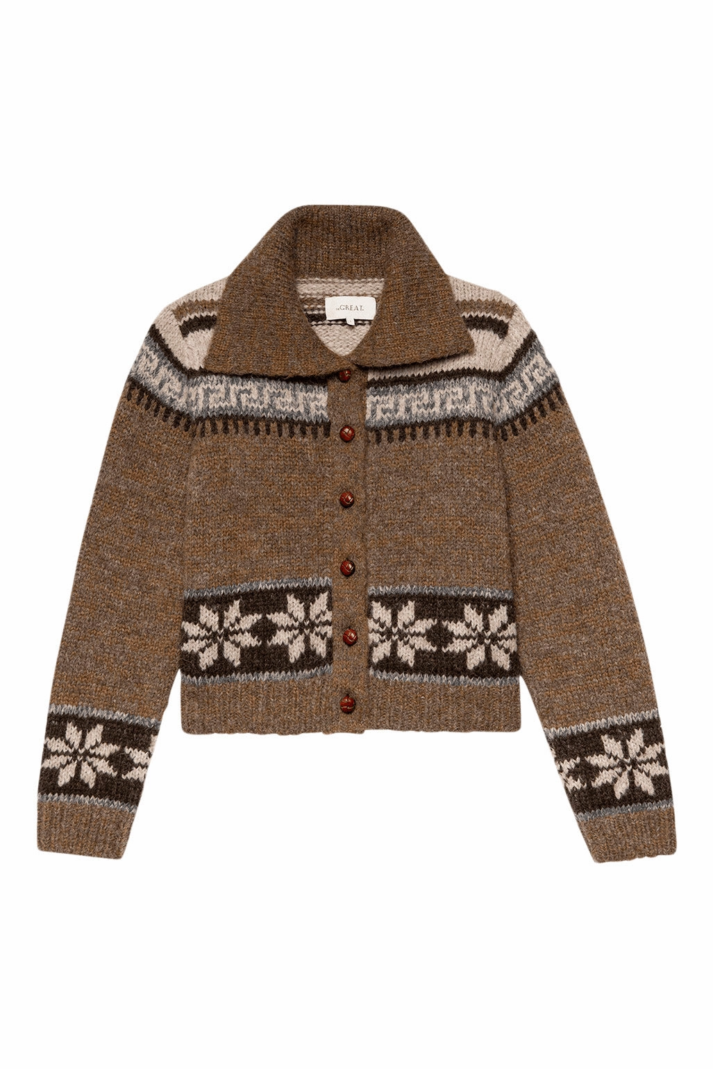 The Great Nordic Scholar Cardigan in Hickory Fair Isle Simple Knitwear