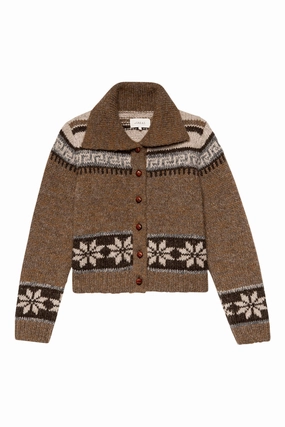 The Great Nordic Scholar Cardigan in Hickory Fair Isle Simple Knitwear