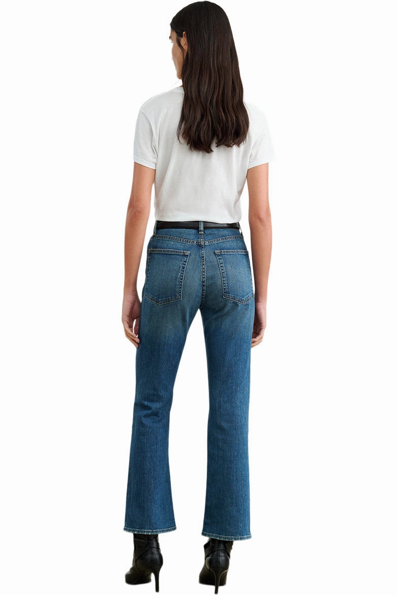 Nili Lotan Boot Cut Jean in Classic Wash Parent Style Evening Stroll Festival Outfit Comfy Classic High Quality