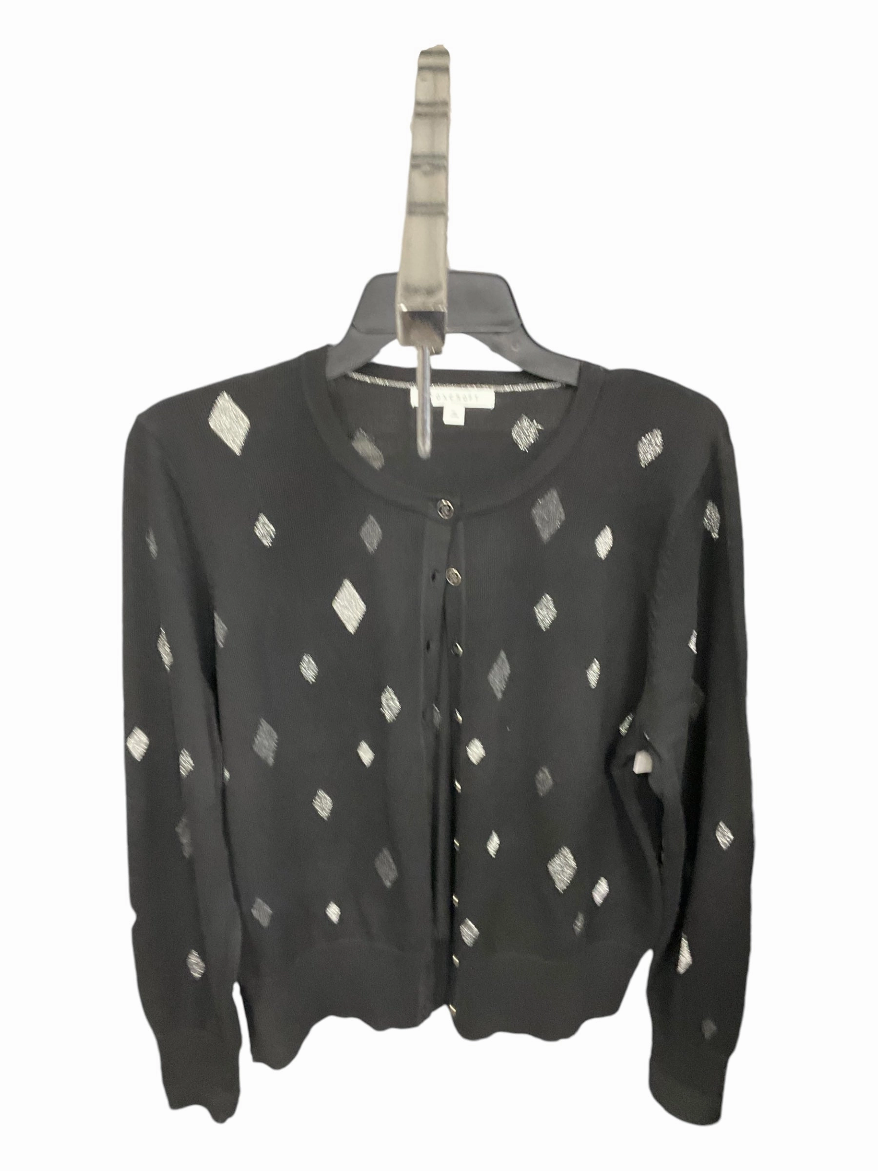 Sweater Cardigan By Foxcroft In Black & Silver, Size: Xl ShapeRetentionCloth Soft Leggings