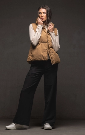 WOOL FLANNEL WIDE LEG TROUSER Trendy Look