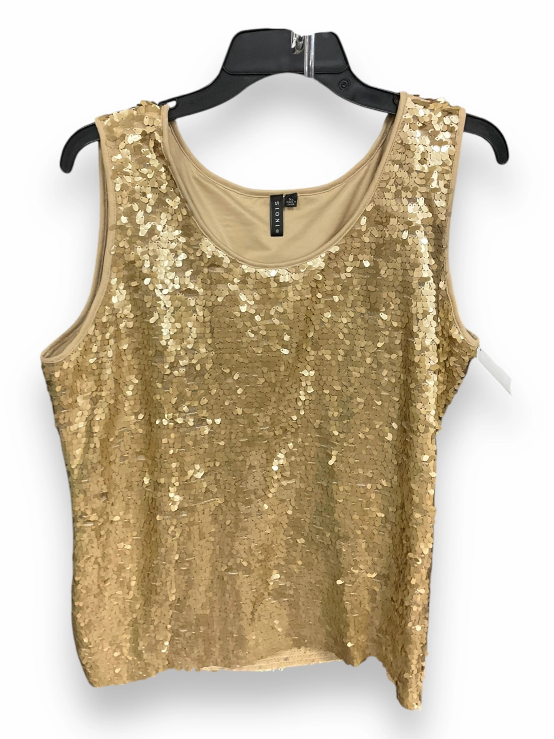 Semi Formal Easy Fit Tank Top By Clothes Mentor In Gold, Size: Xl