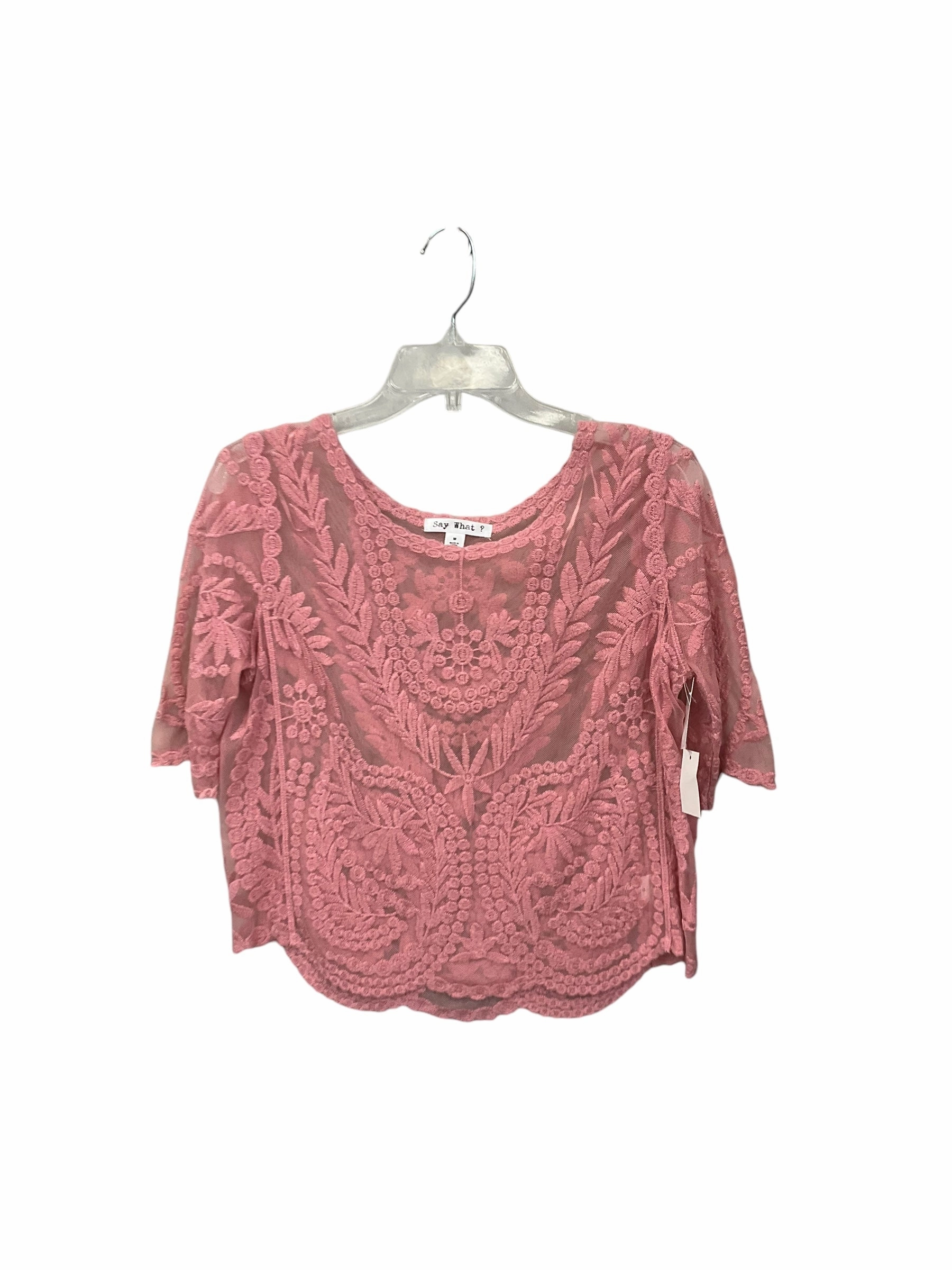 Top Short Sleeve By Say What In Mauve, Size: M SweatAbsorbingTexture