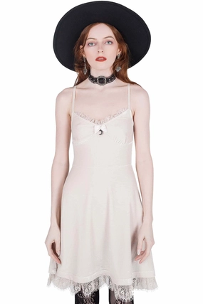 Seamless-Look Moonstruck Velvet Skater Dress [Ivory]