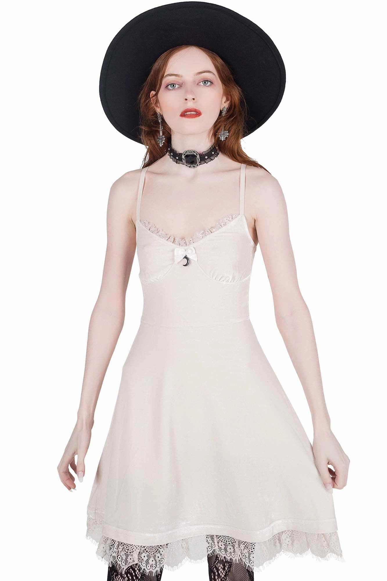 Light Volume Moonstruck Velvet Skater Dress [Ivory]