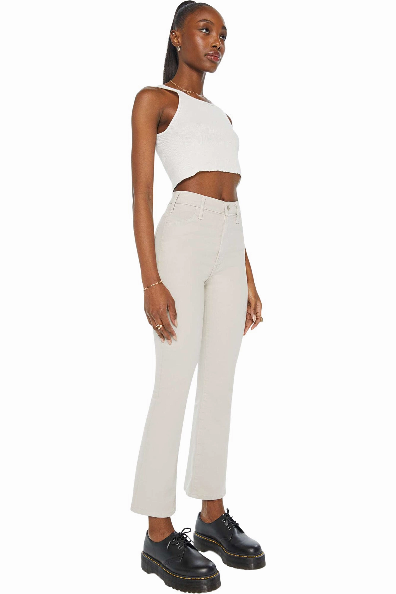 MOTHER Denim Hustler Flood in Feather Grey Essential Comfort