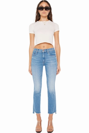 Mother Denim Insider Crop Step Fray in Out of the Blue Active Comfort